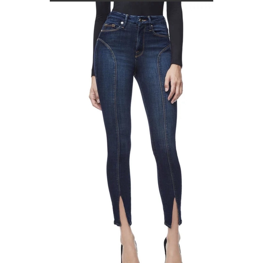 Good American Good Legs Skinny Crop Jeans Sz 26 Dark Wash Stretch Preppy Women's